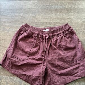 Market & Spruce Maroon High-Waist Drawstring Shorts